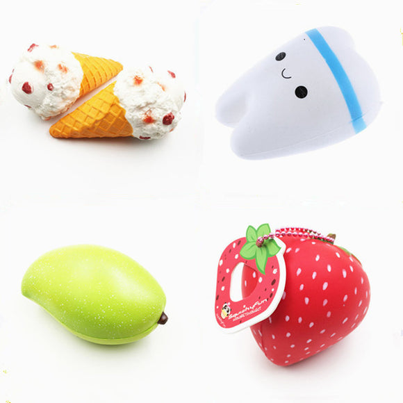 4PCS Squishy Jumbo Teeth Mango Ice Cream Strawberry Slow Rising Original Packaging Collection Gift