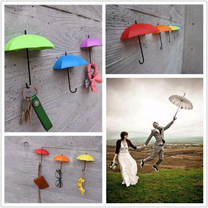 Honana DX-012 3PCS Creative Umbrella Shape Home Decoration Hook Paste Storage Pothook Novelty