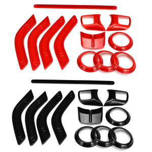 12pcs Car ABS Interior Decorative Trim Kit Moulding Trim Strip for Jeep Wrangler Cab 4Door 11-17