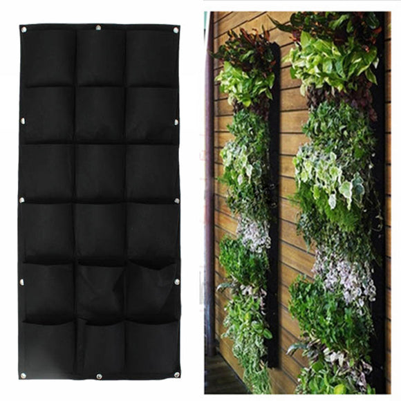 18 Pockets Wall Haning Felt Planter Bags Indoor Outdoor Plant Growing Bag