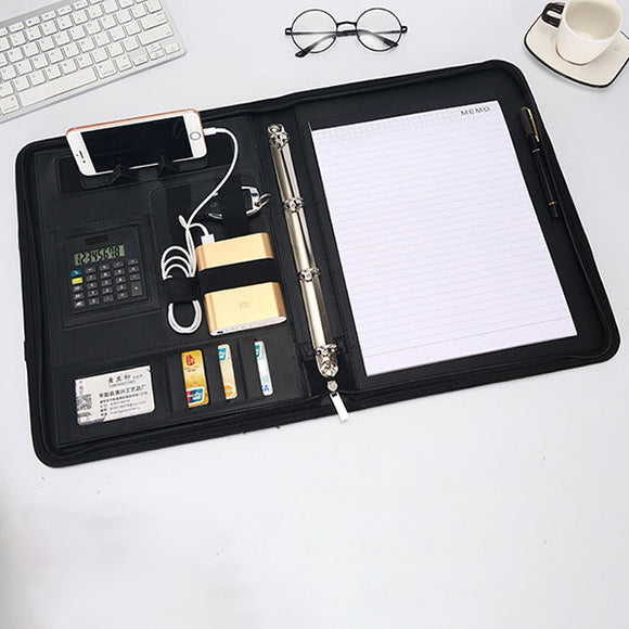 Men Multi-function Folder Zipper Briefcase Portable File Holder Handbag