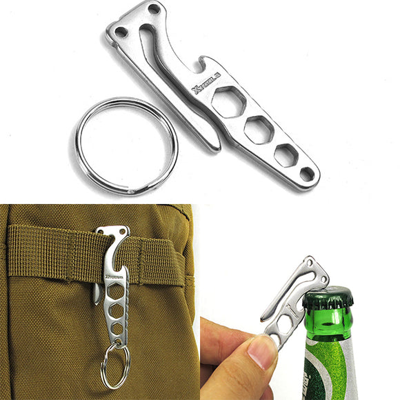 IPRee Outdooors EDC Pocket Key Chain Tool Keyring Clip Hook With Bottle Opener Hex Wrench