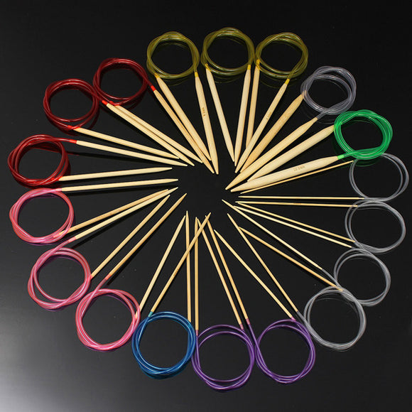 80cm 18pcs Multicolor Tube Circular Crochet Bamboo Knitting Needles