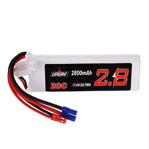 URUAV 7.4V 2800mAh 20C 2S Lipo Battery EC2 JST Plug for Hubsan H501S H501A H501M H501C