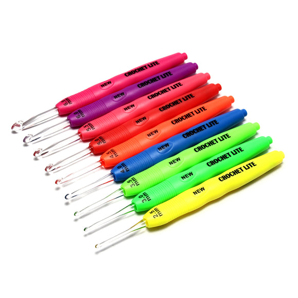 9Pcs Led Light Up Crochet Lite Hook Knitting Needle Hooks Weave Sewing Tool Kit