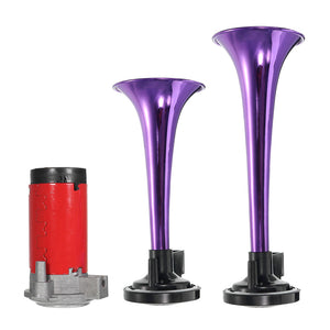 12V 178DB Car Air Horn Kit Double Barreled Ultra Loud Metal Four Color