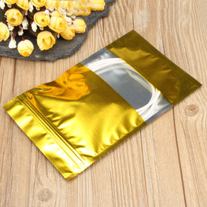 100pcs Gold Aluminum Foil Stand Up Bags Zip Lock Mylar Pouches 12 x 20cm