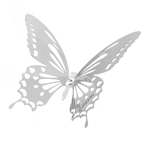 10Pcs 3D Stainless Butterfly Wall Stickers Silver Mirror Decals Mural Home Decorations