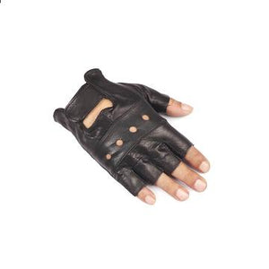 FAITH PRO Hunting Sports Tactical PU Leather Wrist Half Finger Black Unisex Mittens Goat Gloves