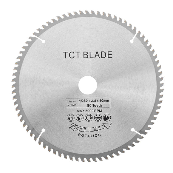 Drillpro 250mm 80T Circular Saw Blade for Cutting Wood Timber Plastic Aluminium for Bosch Makita