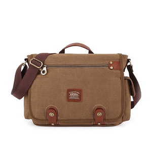 KAUKKO Men Leisure 16OZ Pure Cotton Canvas Shoulder Bag Casual Vintage Crossbody Bag Messenger Bag