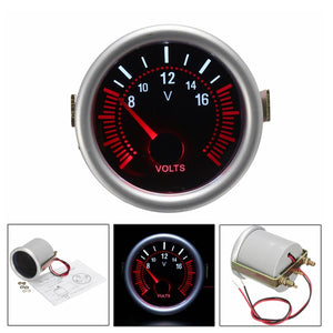 2Inch 52MM 12V White & Red LED Car Boat 8-16 Voltmeter Volt Voltage Gauge Meter