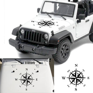 50x50cm Compass Pattern Car Hood Stickers Vinyl Decals Universal for Jeep for Wrangler Rubicon JK CJ