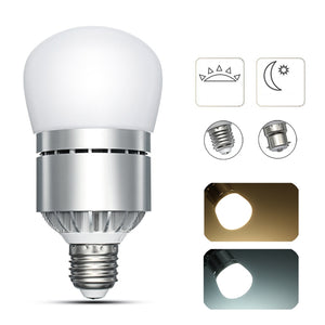 E27 B22 12W Bayonet Dusk to Dawn Automatic On&Off LED Sensor Light Bulb For Porch  AC85-265V