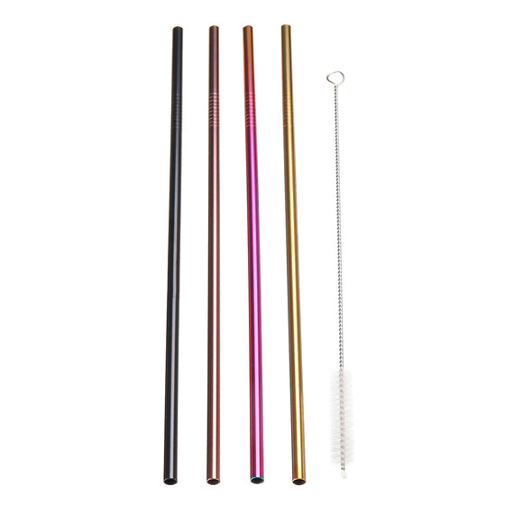 Stainless Steel Metal Drinking Straw Reusable Straws With Cleaner Brush Kit