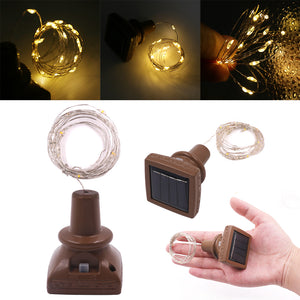 Solar Powered 1.5M 15LED Square Bottle Cork Copper Wire Fairy String Light Christmas Holiday Party Lamp