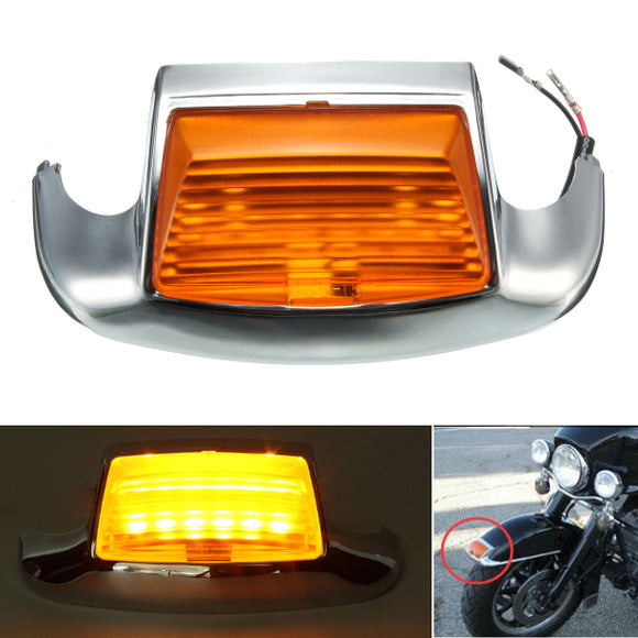 Front Fender Tip Light With Amber Light Lens For Harley Davidson FLT FLHR FLSTC FLSTN