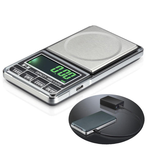 1000g 0.1g USB Digital Pocket Charging Scale Jewelry Scale Balance Weighing Scale