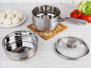 2 Tier 304 Stainless Steel Steamer Milk Pan Soup Pot Boiler Induction Universal Cookware