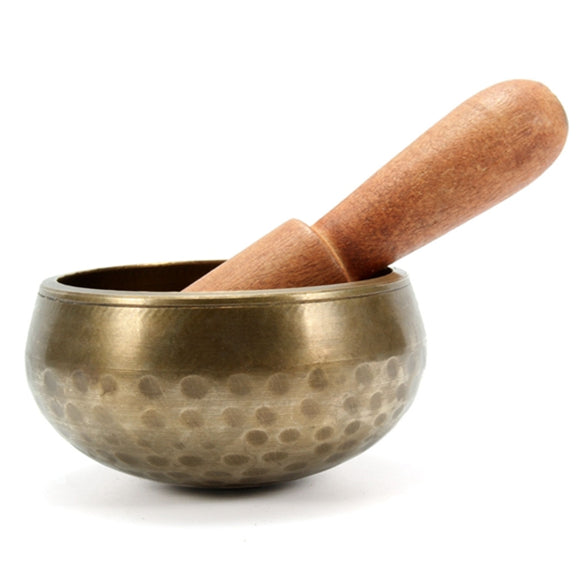 80mmTibetan Buddhist Chakra Yoga Resonance Singing Bowl Brass Healing Meditation Hammered Stick