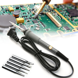 Adjustable Electric Temperature Gun Welding Solder Iron Tool Solder with 5Pcs Tips