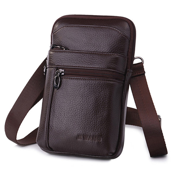 Genuine Leather Business Casual Multi-functional 7 Inch Phone Bag Waist Bag Crossbody Bag For Men