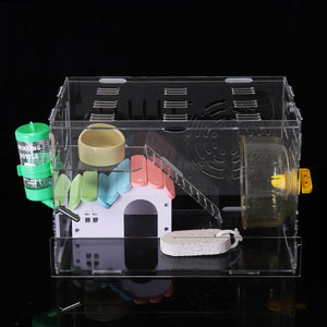 Hamster Acrylic Cage Clear 1 Layer Mice Mouse Castle Rat House Toy Pet Bed Kids Gift