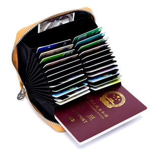 Genuine Leather RFID 24 Card Slot Large Capacity Card Holder Passport Case For Men Women