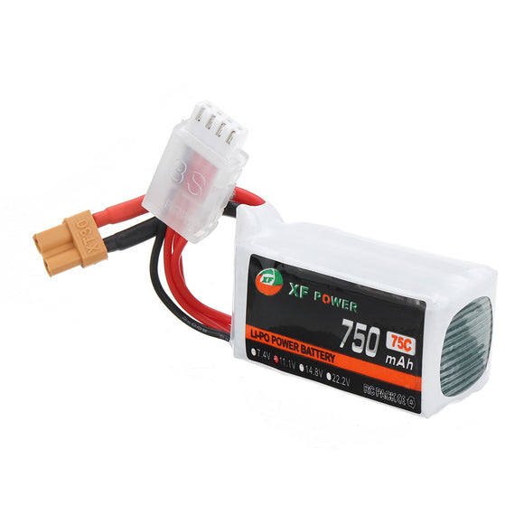 XF POWER 11.1V 750mAh 75C 3S Lipo Battery XT30 Plug for RC FPV Racing Drone