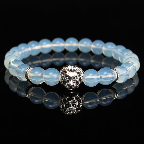 Opal Silver Lion Head Elastic Bracelet Jewelry