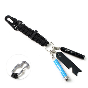 IPRee Outdooors EDC Multitool Carabiner Camping Safety Buckle Keychain With Whistle Mini Torch