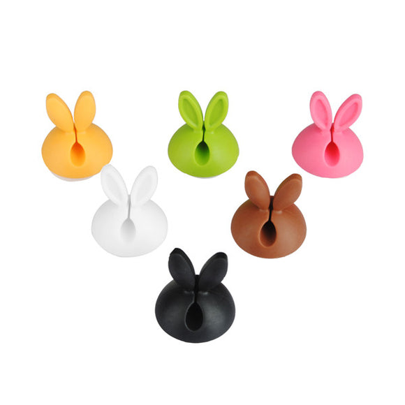 6PCS Cute Rabbit Ears Cable Drop Clips Desk Tidy Organiser Wire Cord USB Charger Holder