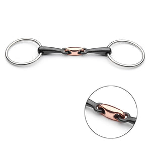 Equestrian Loose Ring Horse Snaffle Bit D Ring Stainless Steel Copper Roller