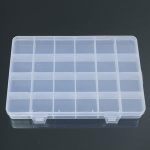 24 Grids Clear Plastic Adjustable Jewelry Storage Container DIY Crafts Organizer Dividers Box