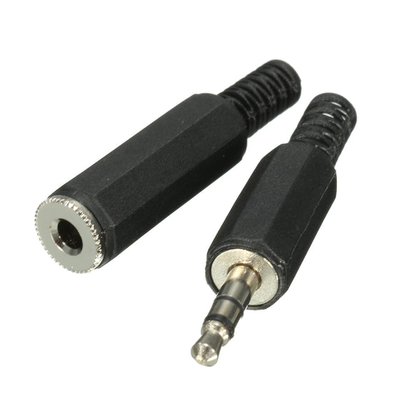 1pair Male + Female 3.5mm Stereo Jack Plug Audio Adapter Connectors Solder