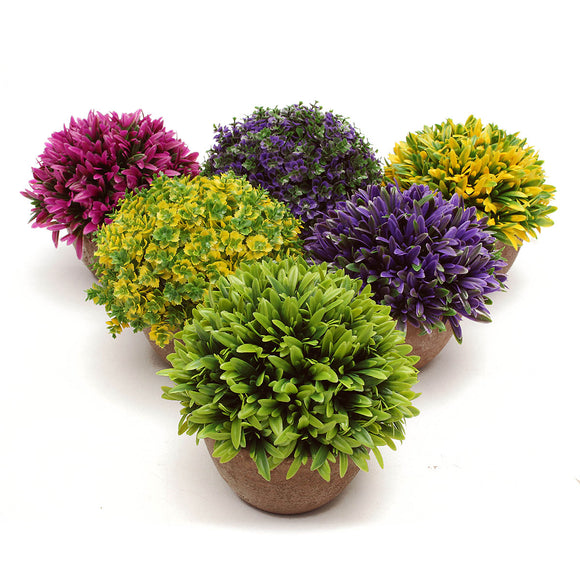 Colorful Artificial Topiary Tree Ball Plants Pot Garden Office Home Indoor Decor Flower