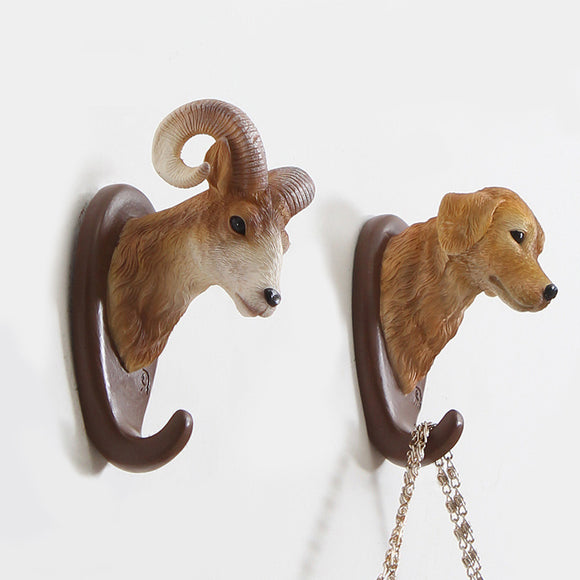 Honana DX-N1 Animal Head Hook Resin Craft 3D Animal Mural Wall Decorative Ornament Hanger