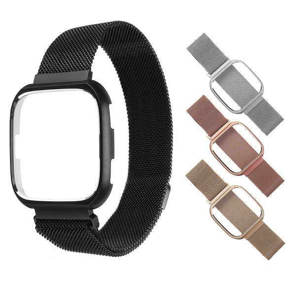 Bakeey Larger and Small Milan Stainless Steel Watch Band and Cover Case For Fitbit Versa