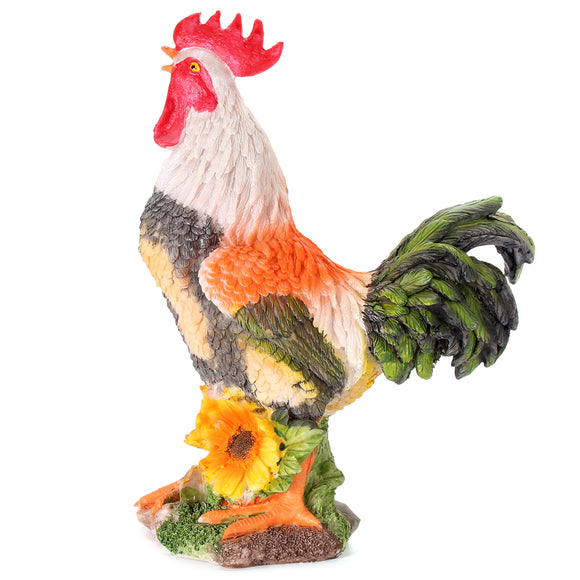 Colorful Resin Rooster Garden Animal Statue Ornament Farmyard Sculpture Decorations