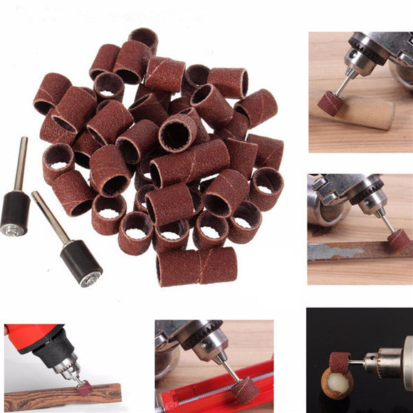 52pcs 80 120 Grit Sanding Drum Sleeves Sander with 2 Mandrels for Dremel Rotary Tool