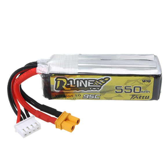 TATTU R-LINE V1.0 11.1V 550mAh 95C 3S Lipo Battery XT30 Plug