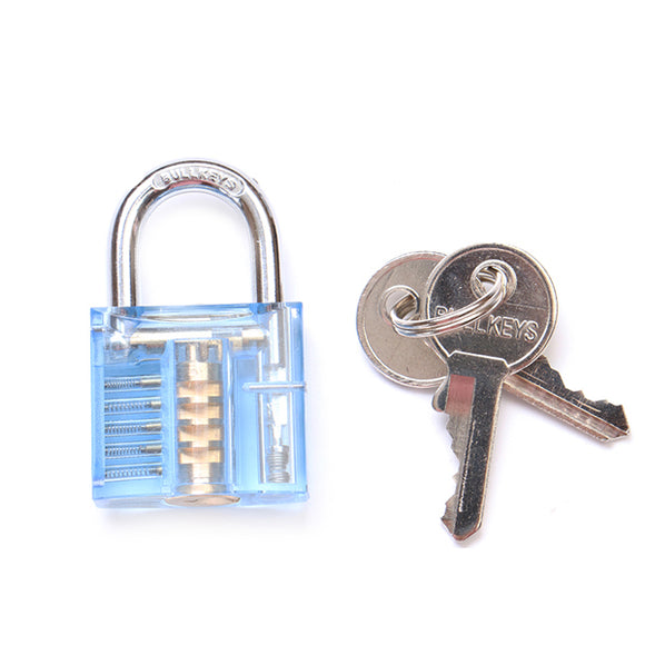 DANIU 5Pins Blue Transparent Pick Cutaway Visable Inside View Padlock Lock for Locksmith Practice