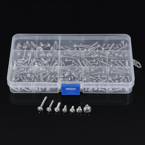 220pcs Stainless Steel Flange Pan Head Self Tapping Screws Kit with Case