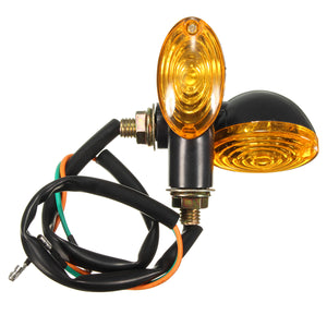 2 X Universal Motorcycle Cat Eye Mini Signal Indicator Turn Lights Amber Lens 12V