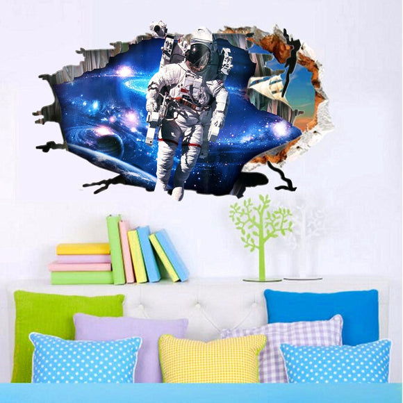 3D Wall Stickers Wallpaper Space Astronauts Decor Kids Room Decal Art Gifts