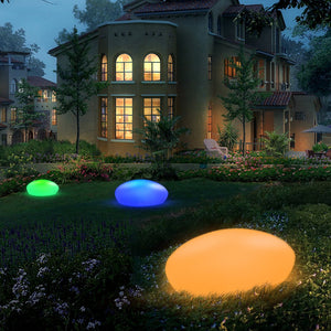 Solar Glow Cobblestone Shape Garden Decor Light Outdoor RGB Lawn Light with Remote