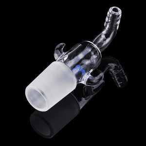 24/29 Glass Vacuum Adapter Air Exhaust Connector Right Angle Bend Two Sides Ears Ground Joint to Hose Connection