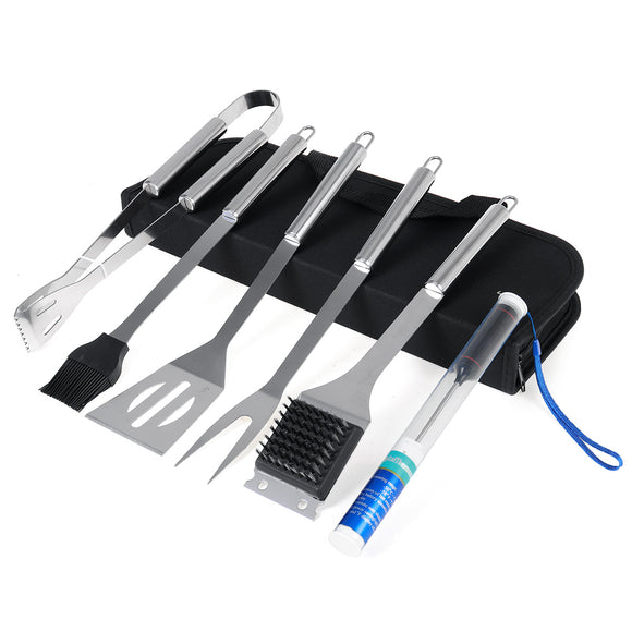 6Pcs BBQ Barbecue Set Essential Grill Tools Utensil Cutlery Cooking Tool Case