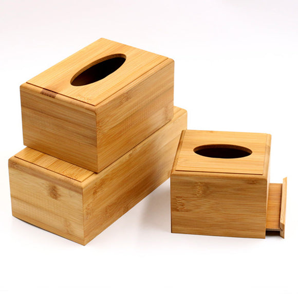 Creative Plain Wooden Tissue Box Cover Wood Holder Car Home Paper Storage