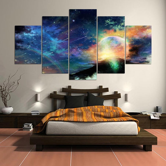 5  Cascade Colorful Cosmic Views Canvas Wall Painting Picture Home Decoration Without Frame Includin